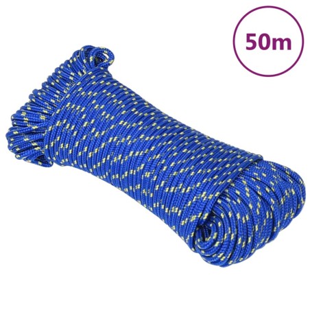 vidaXL Cuerda de barco polipropileno azul 5 mm 50 m