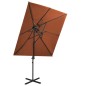 vidaXL Sombrilla voladiza con cubierta doble terracota 250x250 cm