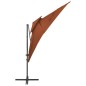 vidaXL Sombrilla voladiza con cubierta doble terracota 250x250 cm