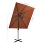 vidaXL Sombrilla voladiza con cubierta doble terracota 250x250 cm