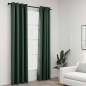 vidaXL Cortinas opacas con ojales look de lino 2 pzas verde 140x245 cm vidaXL Cortinas opacas con ojales look de lino 2 pzas verde 140x245 cm