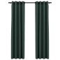 vidaXL Cortinas opacas con ojales look de lino 2 pzas verde 140x245 cm vidaXL Cortinas opacas con ojales look de lino 2 pzas verde 140x245 cm