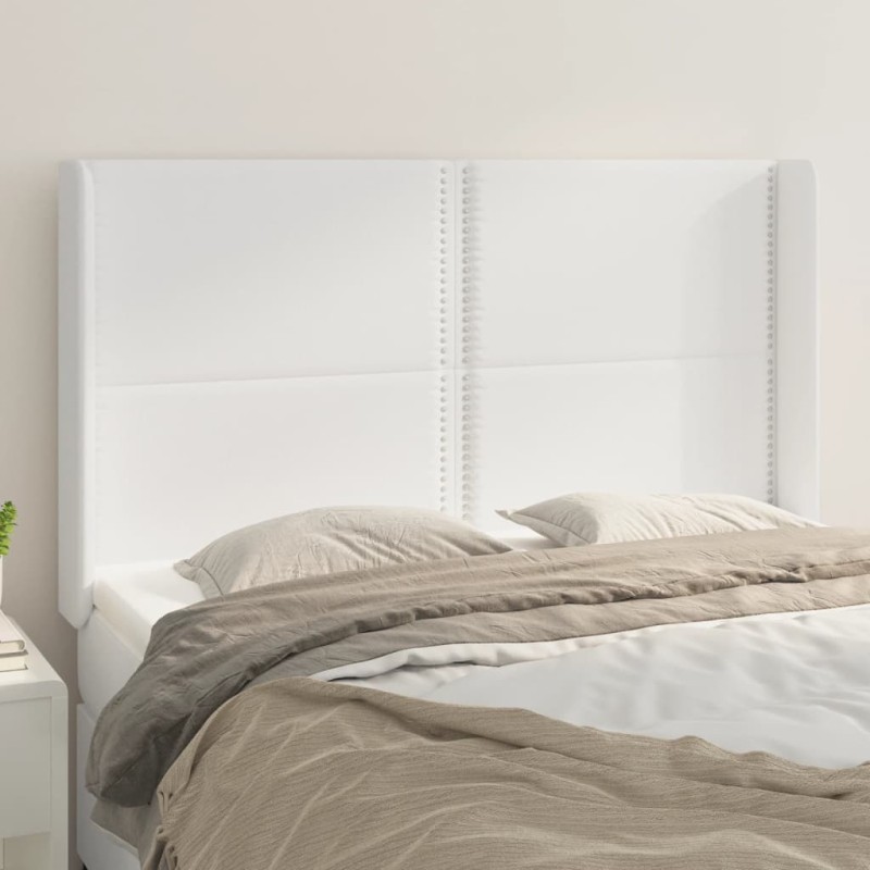 vidaXL Cabecero con orejas de cuero sintético blanco 147x16x118/128 cm vidaXL Cabecero con orejas de cuero sintético blanco 147x16x118/128 cm
