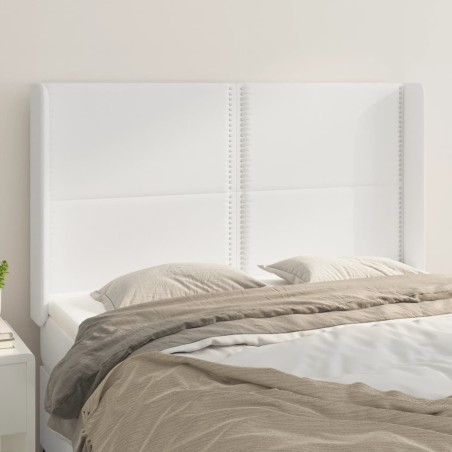 vidaXL Cabecero con orejas de cuero sintético blanco 147x16x118/128 cm