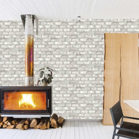 DUTCH WALLCOVERINGS Papel de pared ladrillos blanco EW3104 