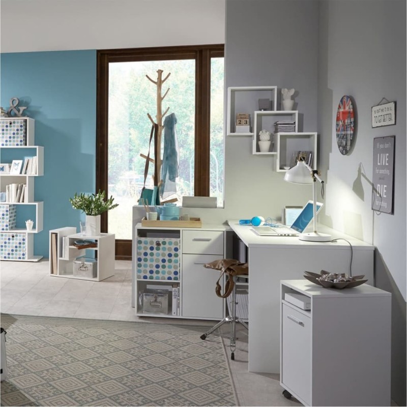 FMD Estantería de pared con 3 compartimentos blanco FMD Estantería de pared con 3 compartimentos blanco