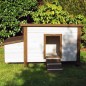 @Pet Gallinero de exterior madera blanco y marrón 136x74,5x75 cm