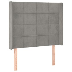vidaXL Cabecero con orejas de terciopelo gris claro 93x16x118/128 cm
