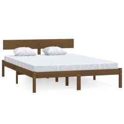 vidaXL Estructura de cama madera maciza pino marrón miel 140x190 cm
