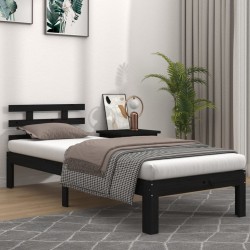 vidaXL Estructura de cama madera maciza negro 100x200 cm