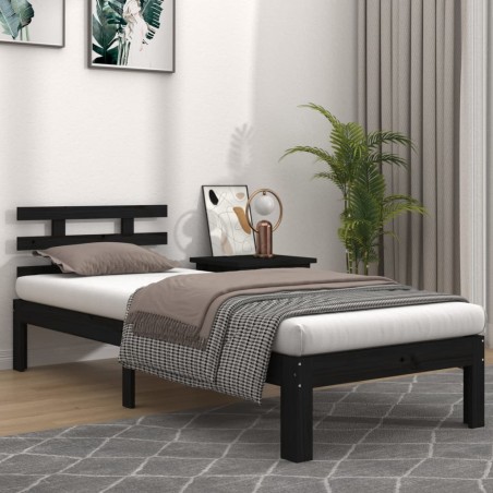 vidaXL Estructura de cama madera maciza negro 100x200 cm