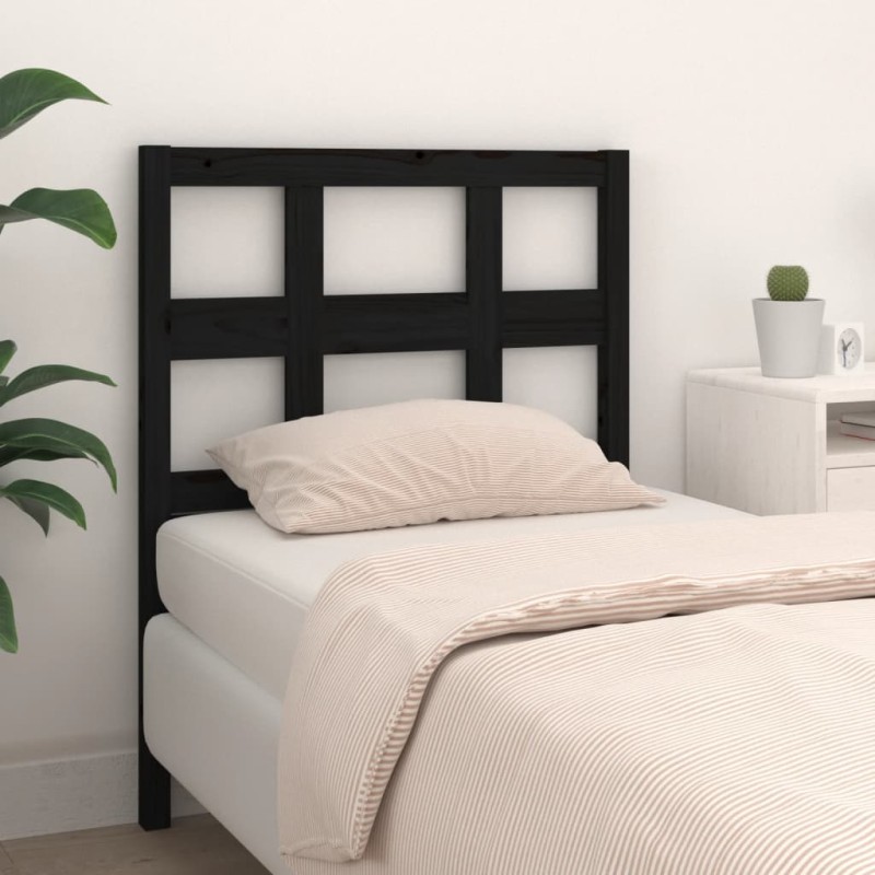 vidaXL Cabecero de cama madera maciza de pino negro 105,5x4x100 cm vidaXL Cabecero de cama madera maciza de pino negro 105,5x4x100 cm