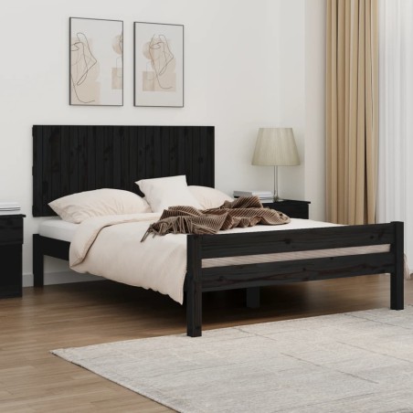 vidaXL Cabecero de cama de pared madera maciza pino negro 140x3x60 cm