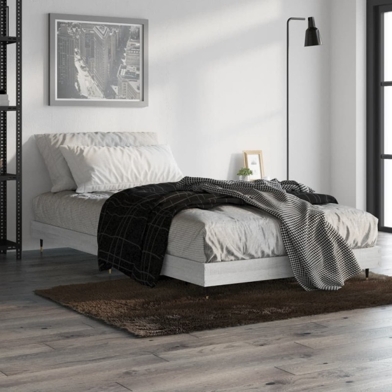 vidaXL Estructura de cama madera contrachapada gris Sonoma 100x200 cm vidaXL Estructura de cama madera contrachapada gris Sonoma 100x200 cm
