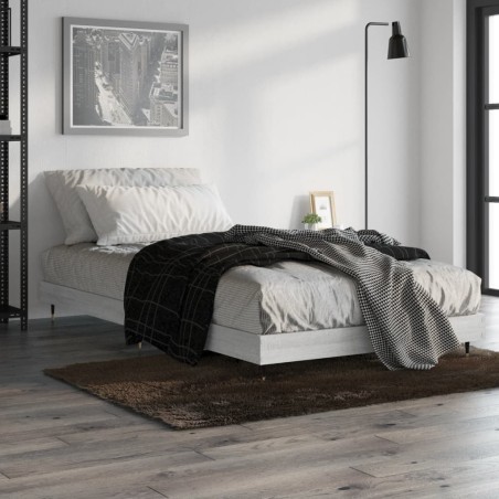 vidaXL Estructura de cama madera contrachapada gris Sonoma 100x200 cm