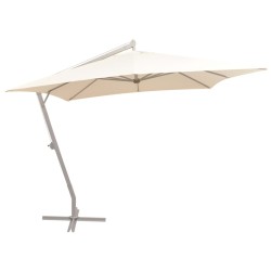 vidaXL Sombrilla colgante con palo de aluminio 300x300 cm arena