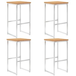 vidaXL Taburetes de bar 4 uds madera maciza de teca y acero inoxidable