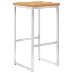 vidaXL Taburetes de bar 4 uds madera maciza de teca y acero inoxidable