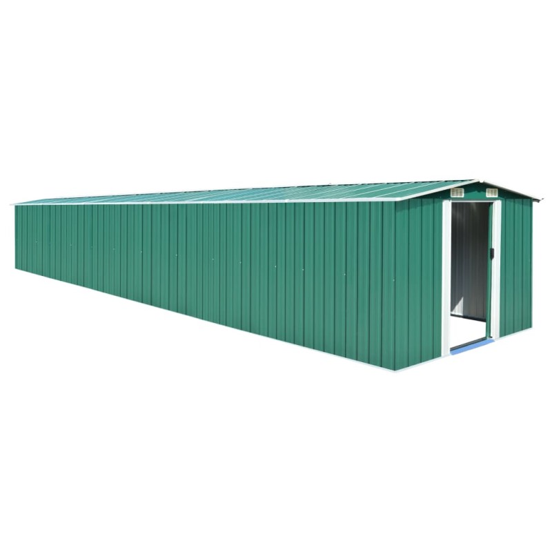 vidaXL Cobertizo de jardín acero galvanizado verde 257x779x181 cm vidaXL Cobertizo de jardín acero galvanizado verde 257x779x181 cm