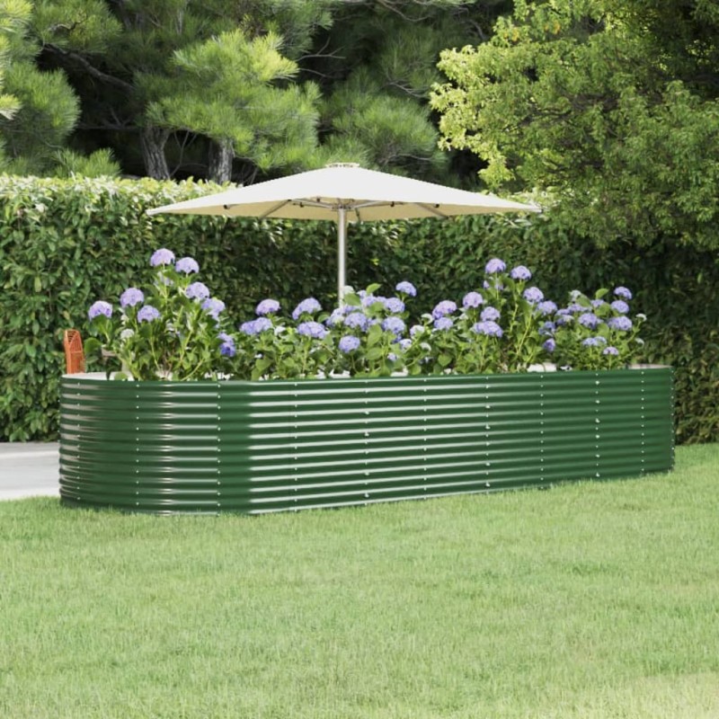 vidaXL Jardinera arriate acero recubrimiento polvo verde 367x140x68 cm vidaXL Jardinera arriate acero recubrimiento polvo verde 367x140x68 cm