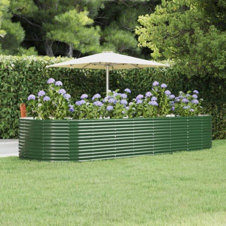 vidaXL Jardinera arriate acero recubrimiento polvo verde 367x140x68 cm