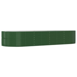 vidaXL Jardinera arriate acero recubrimiento polvo verde 367x140x68 cm