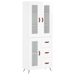 vidaXL Aparador alto madera contrachapada blanco brillo 69,5x34x180 cm