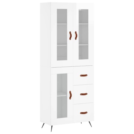 vidaXL Aparador alto madera contrachapada blanco brillo 69,5x34x180 cm