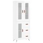 vidaXL Aparador alto madera contrachapada blanco brillo 69,5x34x180 cm
