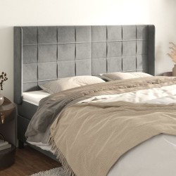 vidaXL Cabecero con orejas de terciopelo gris claro 183x16x118/128 cm