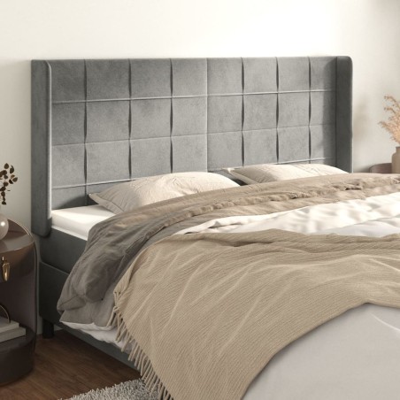 vidaXL Cabecero con orejas de terciopelo gris claro 183x16x118/128 cm