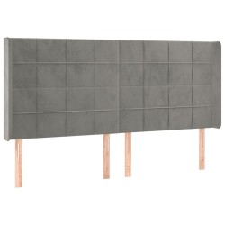 vidaXL Cabecero con orejas de terciopelo gris claro 183x16x118/128 cm