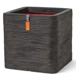Capi Maceta Nature Rib cuadrado marrón oscuro 40x40x40 cm