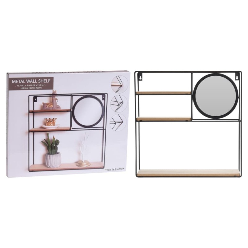 H&S Collection Estantería de pared con espejo 40x10x40 cm H&S Collection Estantería de pared con espejo 40x10x40 cm