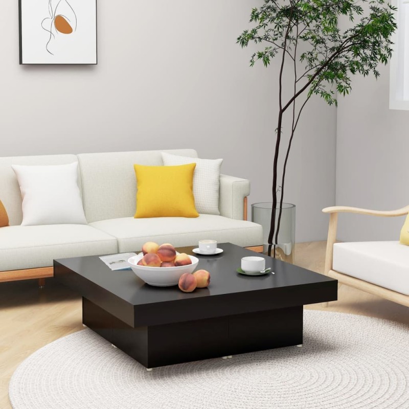 vidaXL Mesa de centro madera contrachapada negro 90x90x28 cm vidaXL Mesa de centro madera contrachapada negro 90x90x28 cm