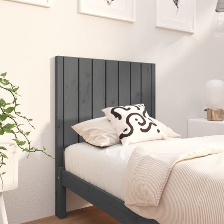 vidaXL Cabecero de cama madera maciza de pino gris 80,5x4x100 cm