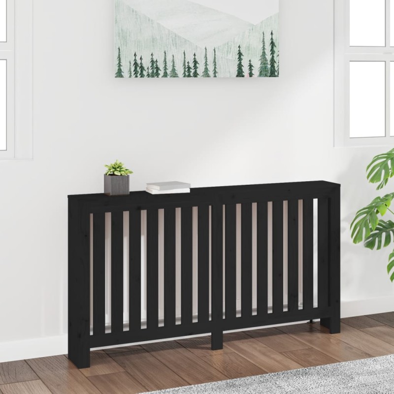 vidaXL Cubierta de radiador madera maciza de pino negro 153x19x84 cm vidaXL Cubierta de radiador madera maciza de pino negro 153x19x84 cm