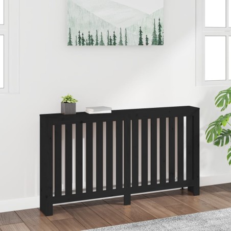 vidaXL Cubierta de radiador madera maciza de pino negro 153x19x84 cm