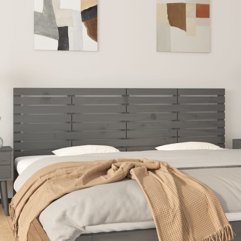 vidaXL Cabecero de cama de pared madera maciza pino gris 186x3x63 cm vidaXL Cabecero de cama de pared madera maciza pino gris 186x3x63 cm