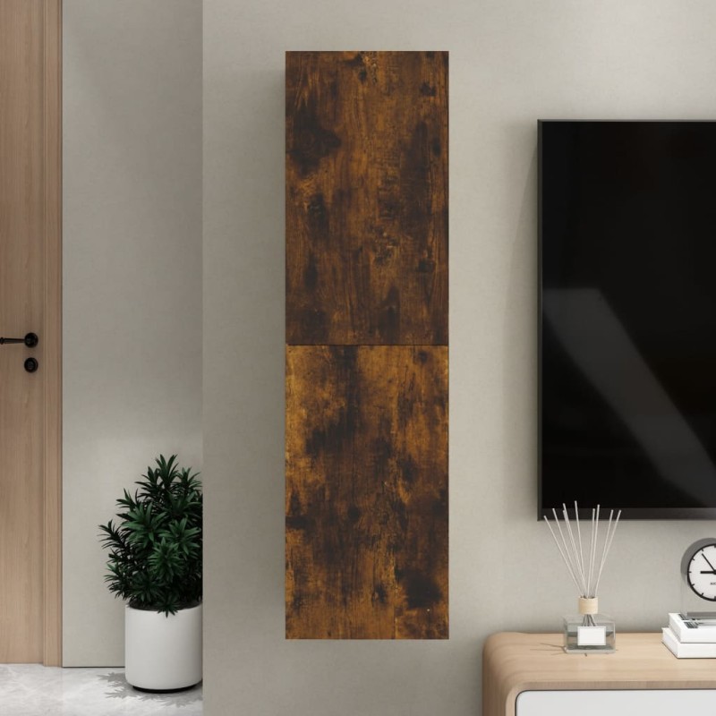 vidaXL Mueble para TV de pared color roble ahumado 30,5x30x110 cm vidaXL Mueble para TV de pared color roble ahumado 30,5x30x110 cm