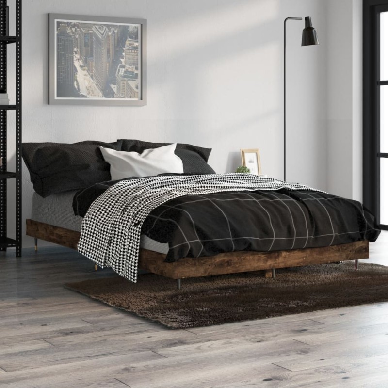 vidaXL Estructura de cama madera contrachapada roble ahumado 120x190cm vidaXL Estructura de cama madera contrachapada roble ahumado 120x190cm