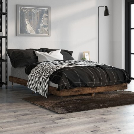 vidaXL Estructura de cama madera contrachapada roble ahumado 120x190cm
