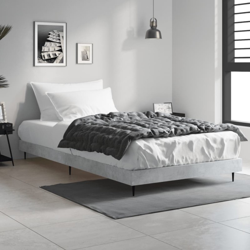 vidaXL Estructura de cama madera contrachapada gris hormigón 100x200cm vidaXL Estructura de cama madera contrachapada gris hormigón 100x200cm