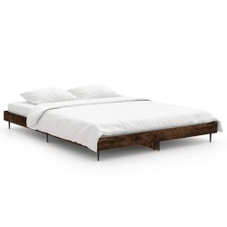 vidaXL Estructura de cama madera contrachapada roble ahumado 135x190cm