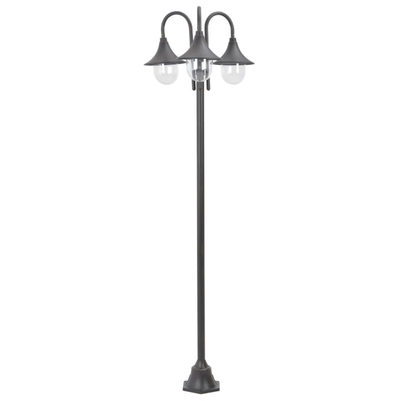vidaXL Farola de jardín con 3 luces aluminio color bronce E27 220 cm vidaXL Farola de jardín con 3 luces aluminio color bronce E27 220 cm