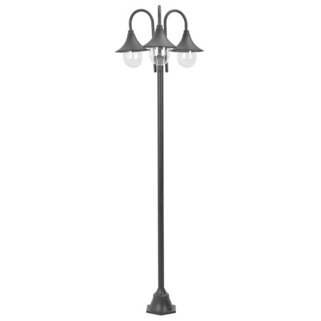 vidaXL Farola de jardín con 3 luces aluminio color bronce E27 220 cm 