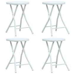 vidaXL Taburetes plegables de jardín 4 uds HDPE aspecto ratán blanco