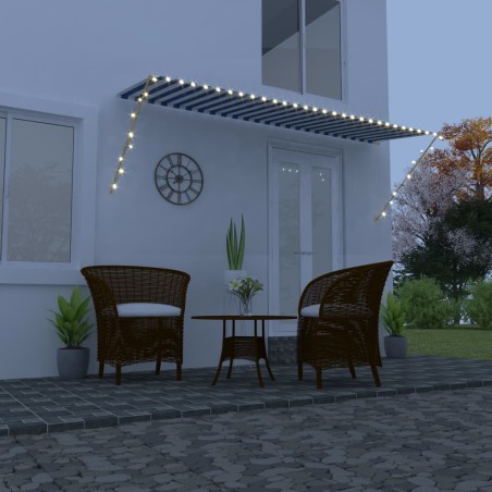 vidaXL Toldo retráctil con LED azul y blanco 400x150 cm