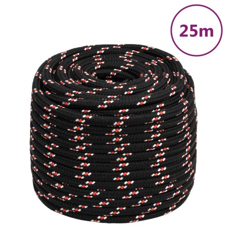 vidaXL Cuerda de barco polipropileno negra 16 mm 25 m