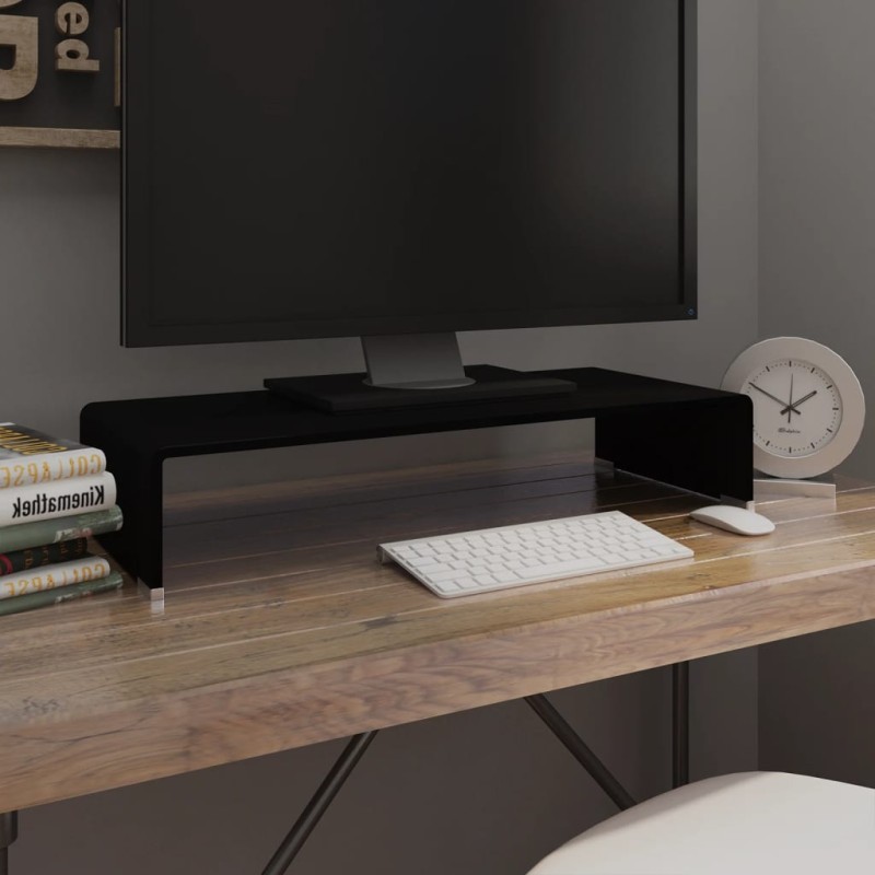 vidaXL Soporte para TV/Elevador monitor cristal negro 70x30x13 cm vidaXL Soporte para TV/Elevador monitor cristal negro 70x30x13 cm